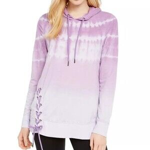 Ideology Size Small Purple Tie-Dyed Side-Lace Hoodie